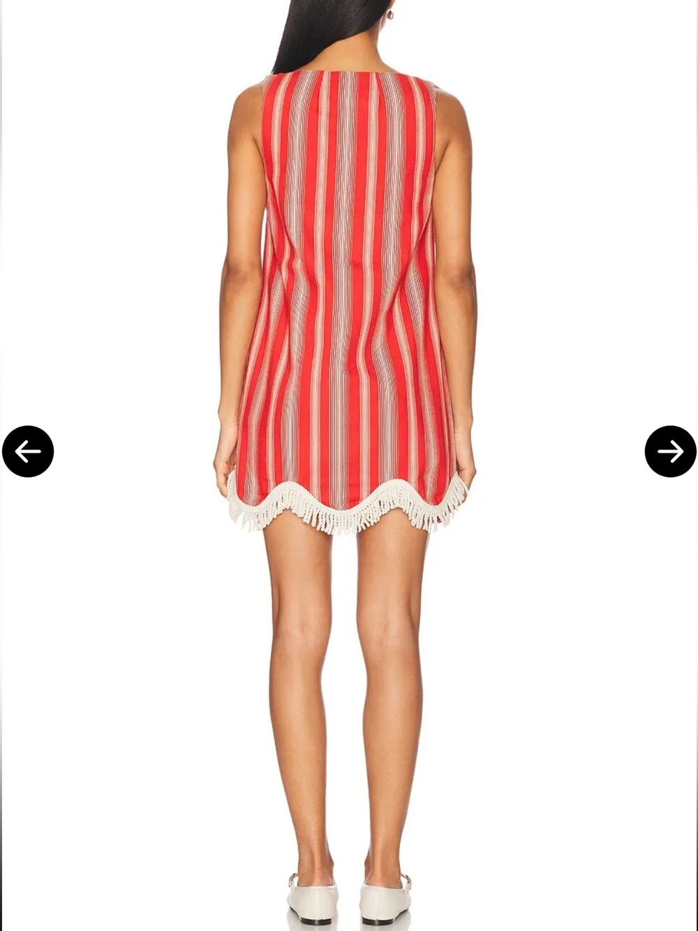 Red Striped Fringe Hem Shift Dress - Picture 6 of 16